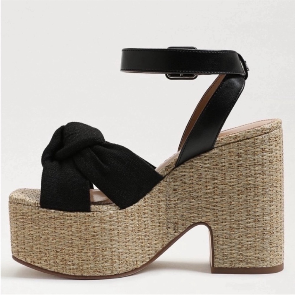 Sam Edelman Black Knotted Espadrille Platform Heels NWOT - Picture 6 of 15